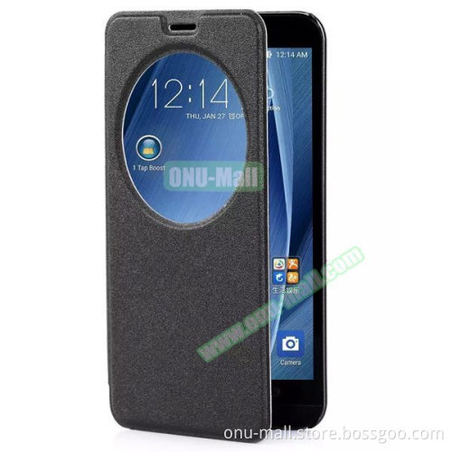With Circle View Window Frosted Pattern Flip Leather Case for ASUS ZenFone 2 ZE551ML Cover